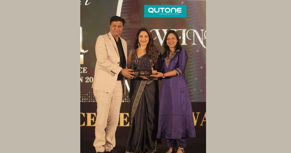 Qutone Tiles is presented by “Most Trusted Tile Brand” by Actor Madhuri Dixit at GEA 2023